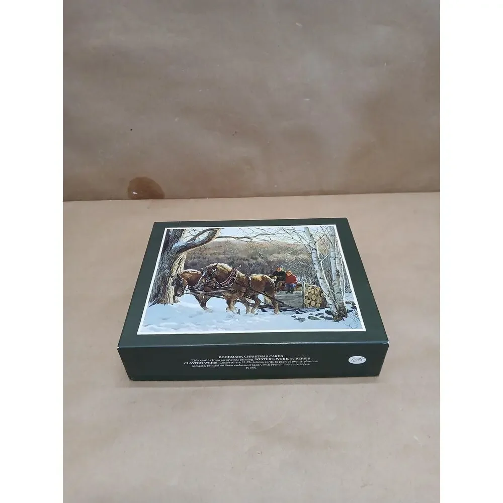 Vintage Bookmark Christmas Cards Persis Clayton Weirs Horses Snow Winter 21 Pack